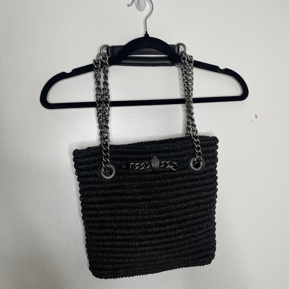 Kurt Geiger Small Chelsea Raffia Tote Black